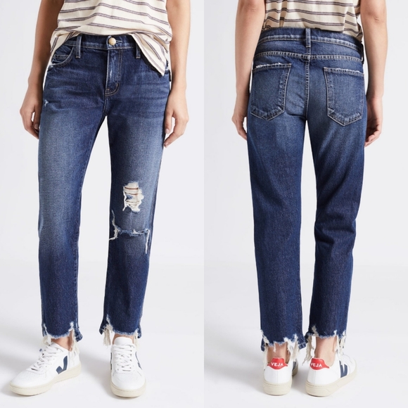 Current/Elliott Denim - CURRENT/ELLIOT The Cropped Straight In Further Destroyed Hacked 29.